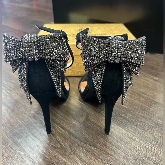 Lady couture event black heel with rhinestoned bow size 40 - Picture 2 of 4